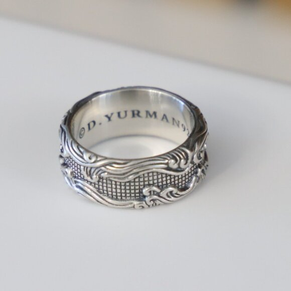 David Yurman Men's Sterling Silver 10.5mm Waves Band Ring size 9 - Picture 9 of 9